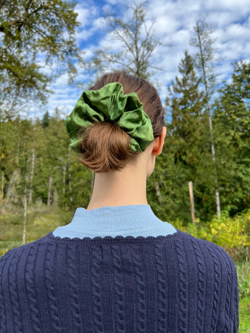 XL Chloris Silk Scrunchies( Green Tea Scented)