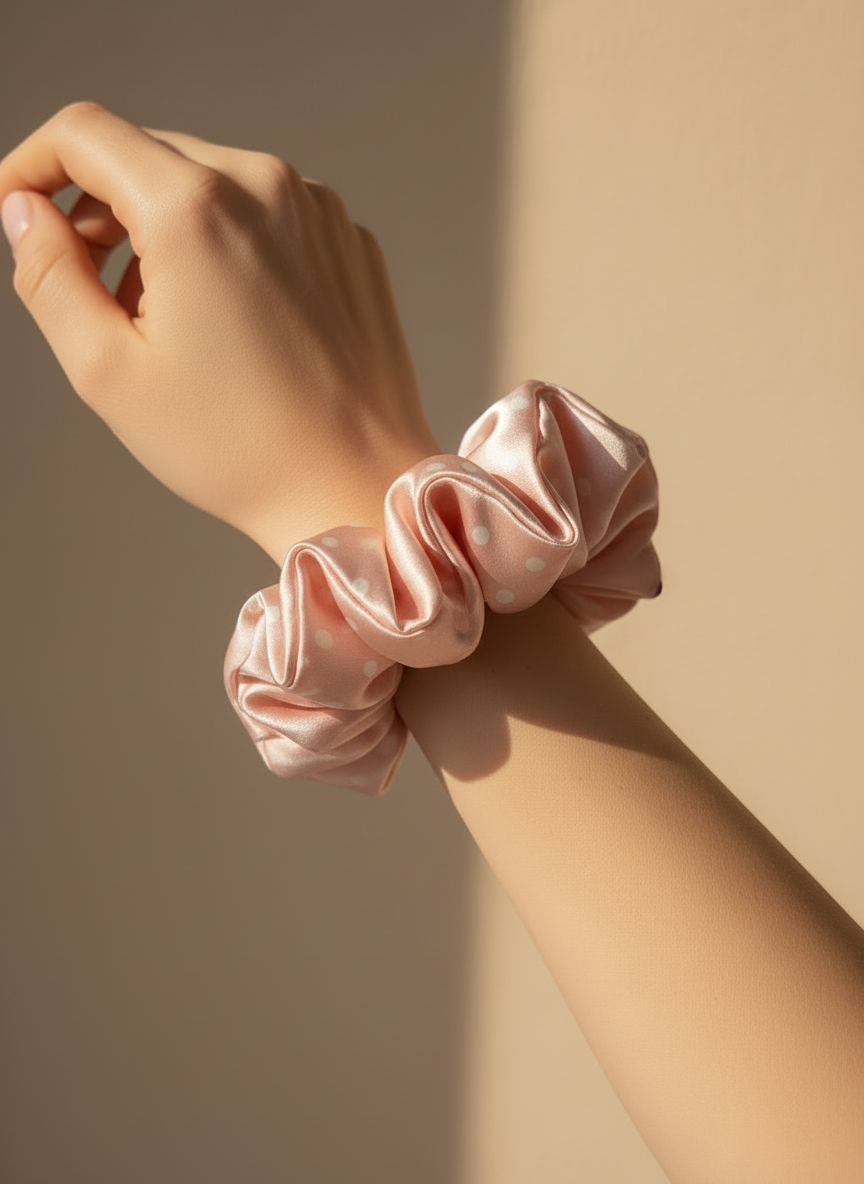 X-Large Dahlia Polka Dots Scrunchies