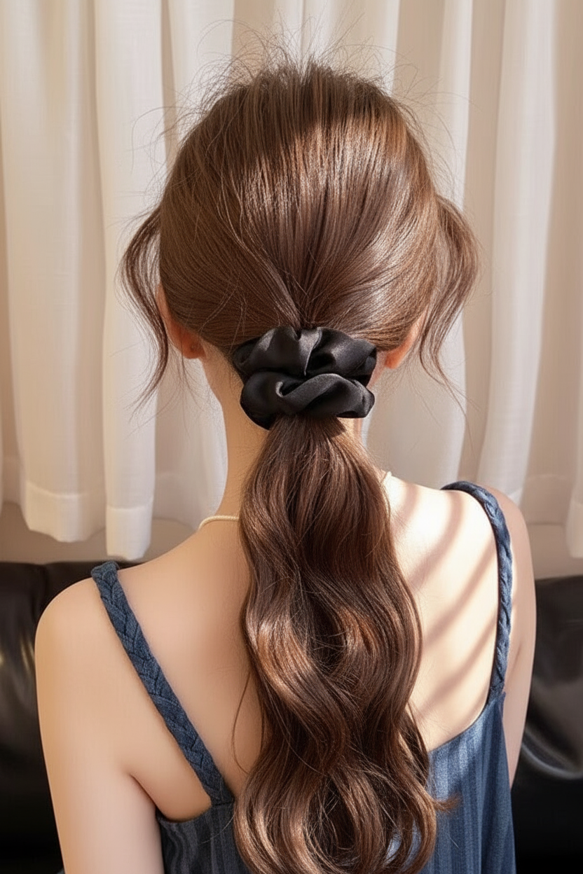 Medium Dahlia Mulberry Silk Scrunchies