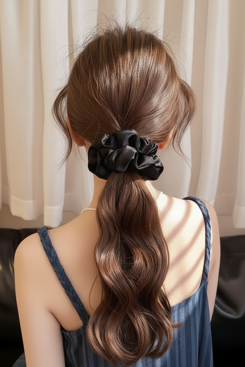 Medium Dahlia Mulberry Silk Scrunchies