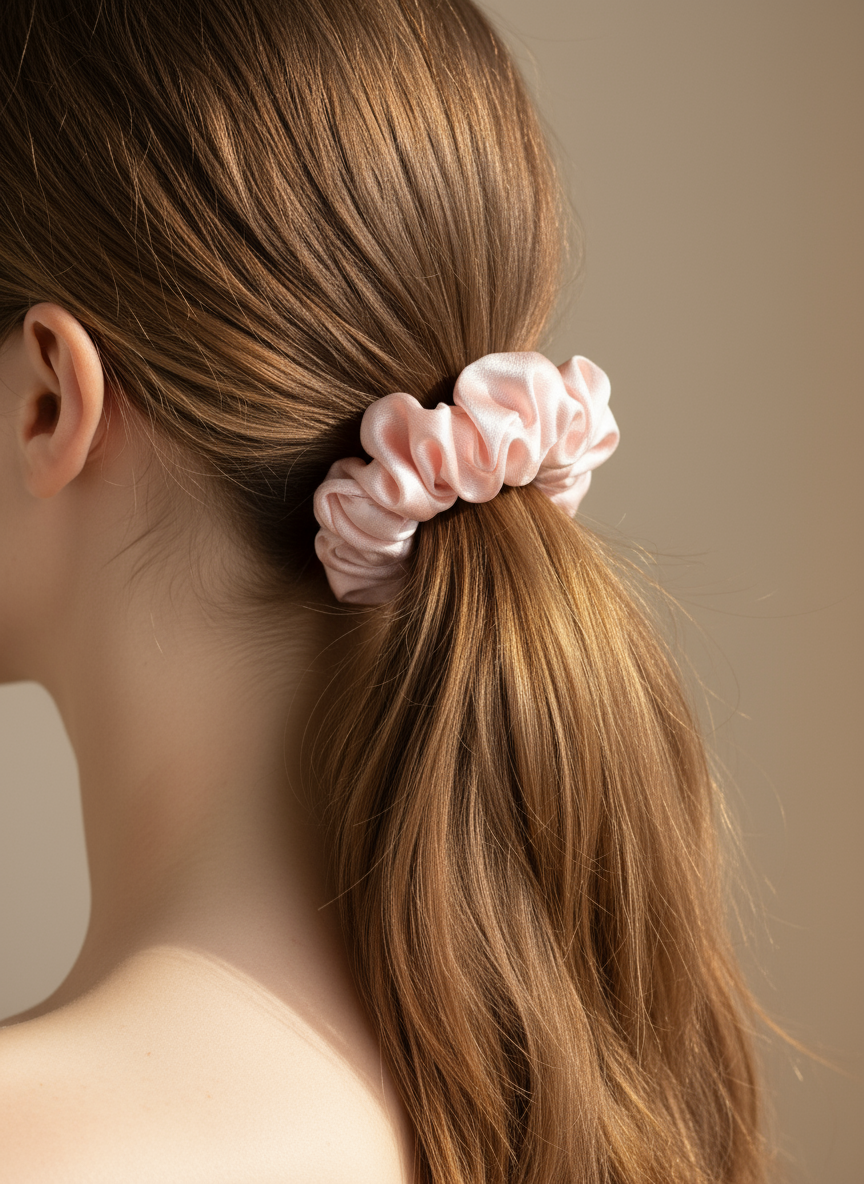 Small Dahlia Polka Mulberry Silk Scrunchies