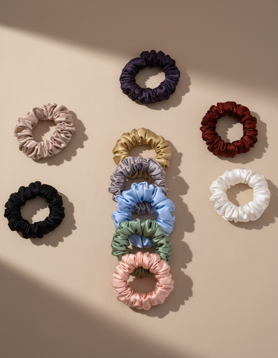 Small Dahlia Mulberry Silk Scrunchies