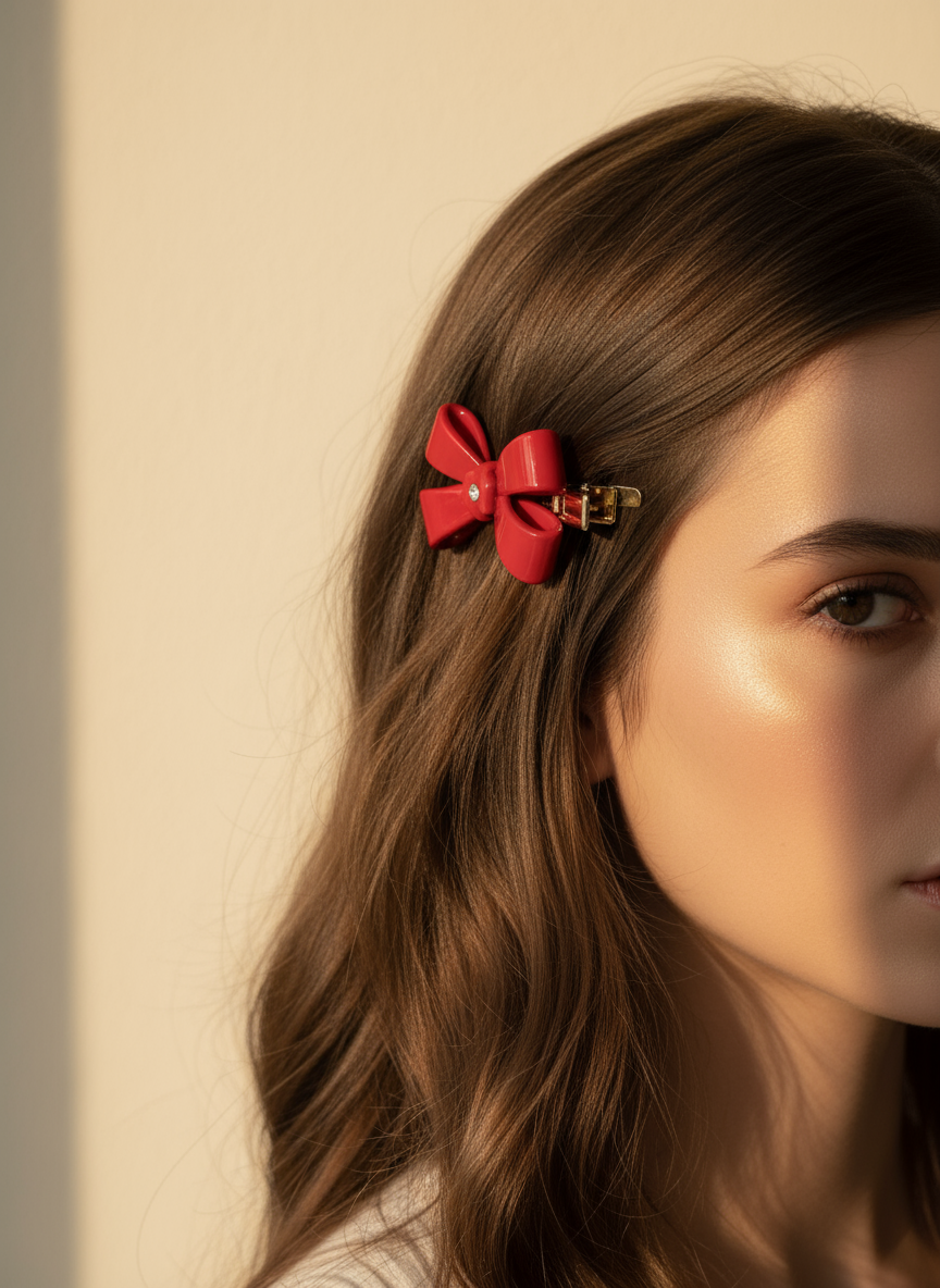 Red  Bow Hair Clip