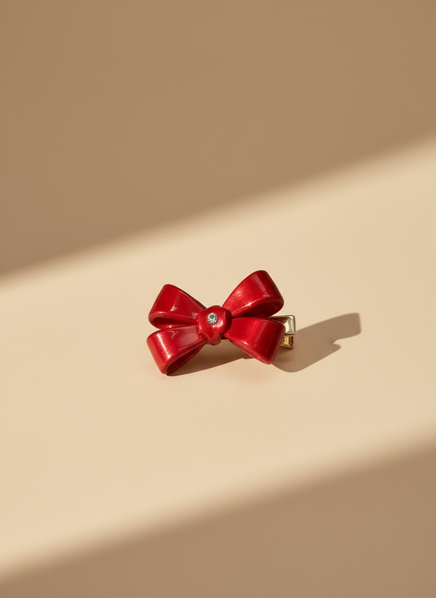 Red  Bow Hair Clip