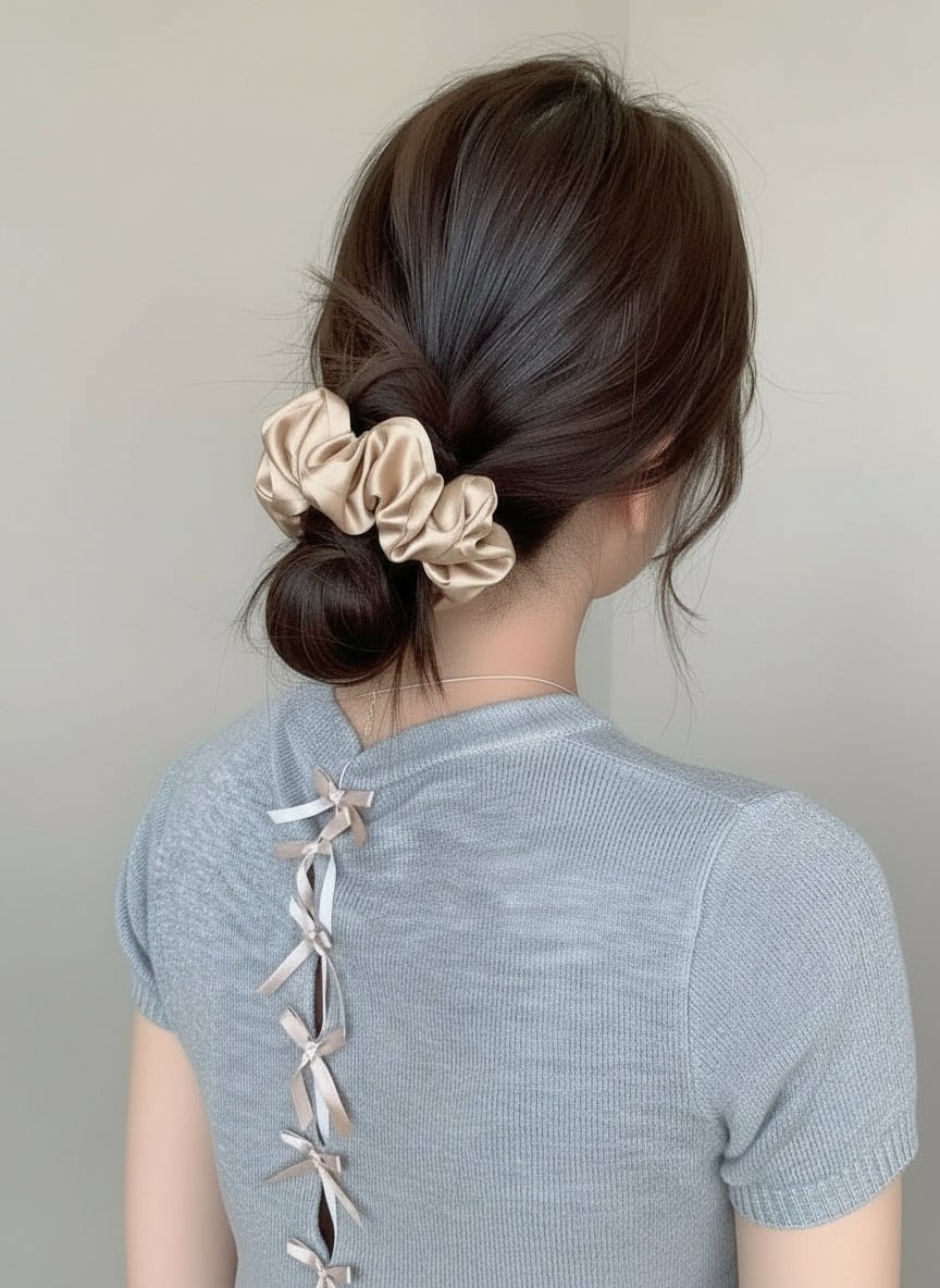 Medium Dahlia Mulberry Silk Scrunchies