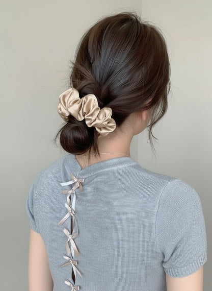 Medium Dahlia Mulberry Silk Scrunchies
