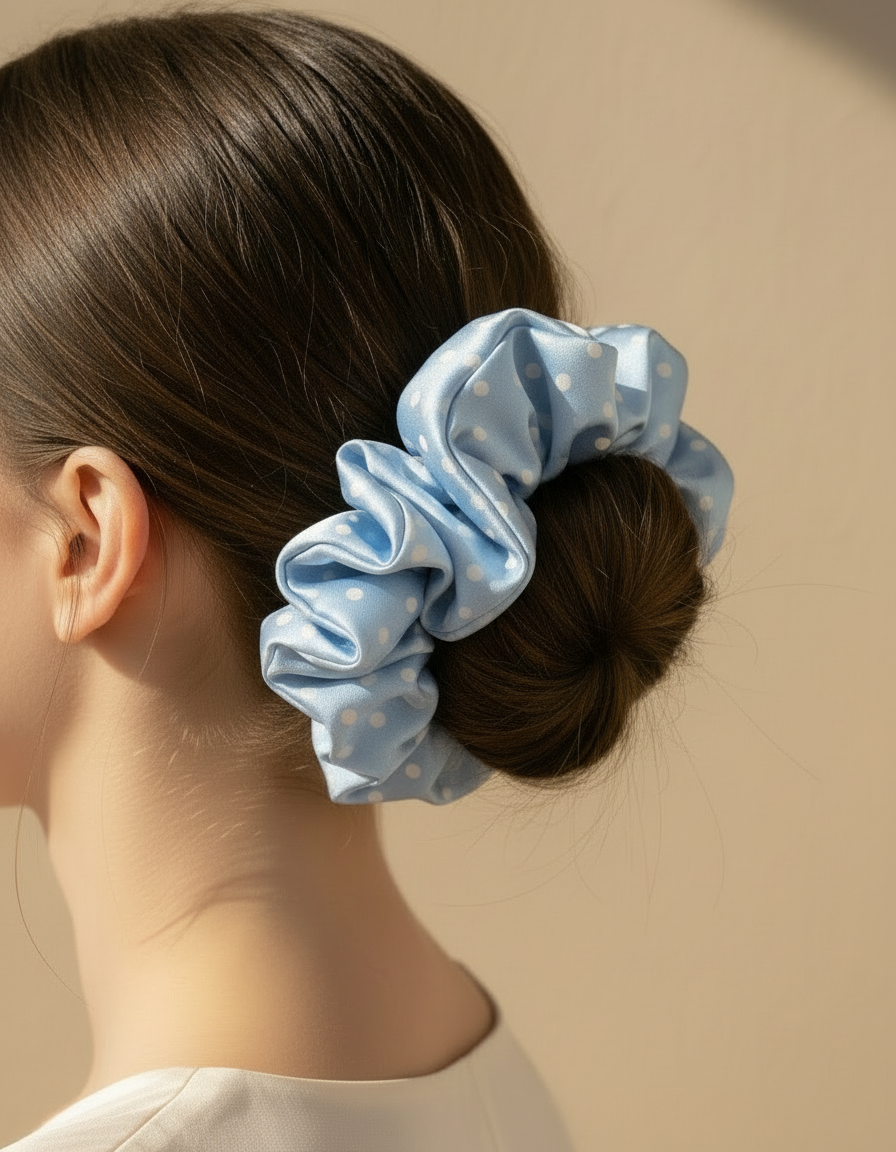 X-Large Dahlia Polka Dots Scrunchies