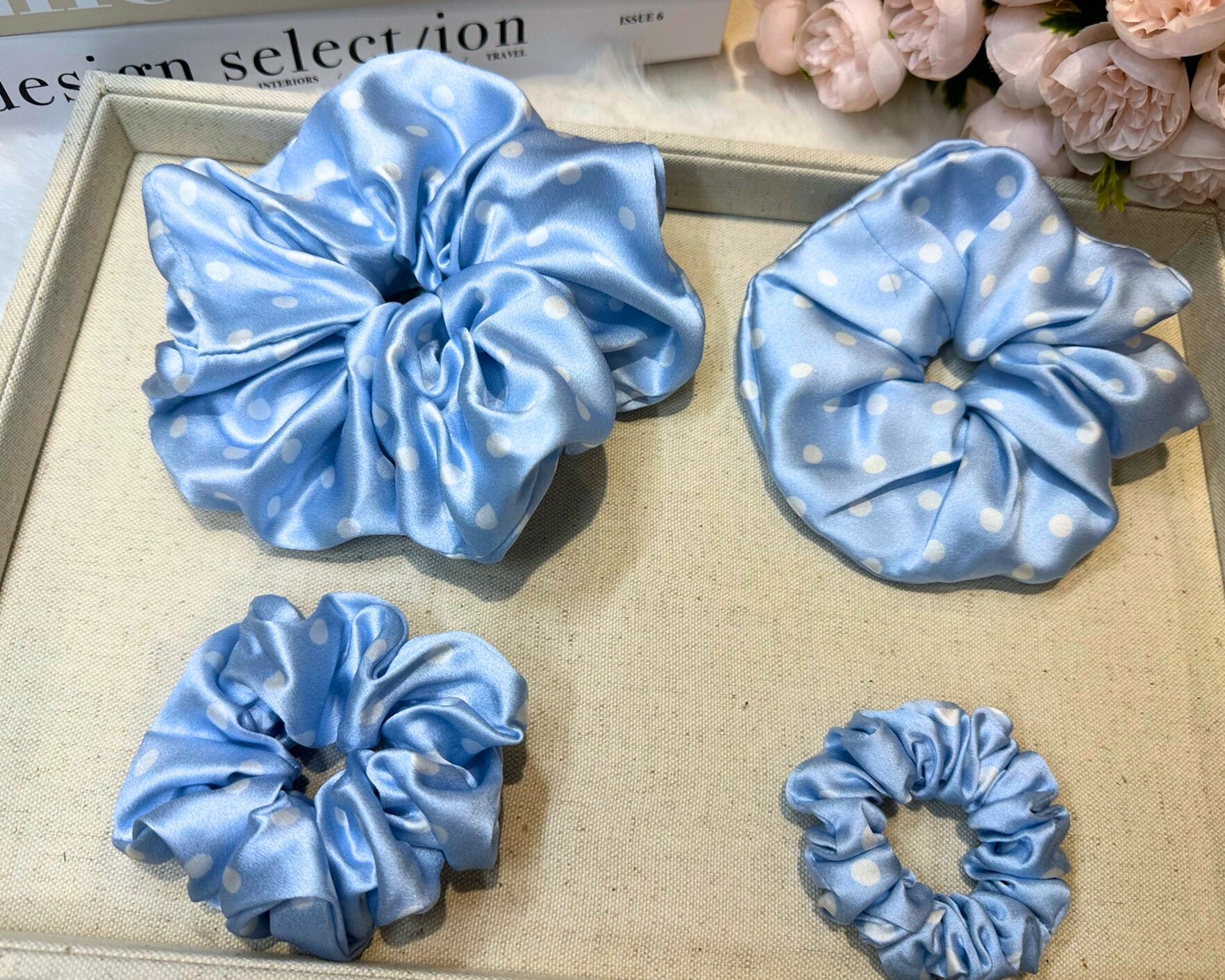 Dahlia Mulberry Silk Scrunchies Package