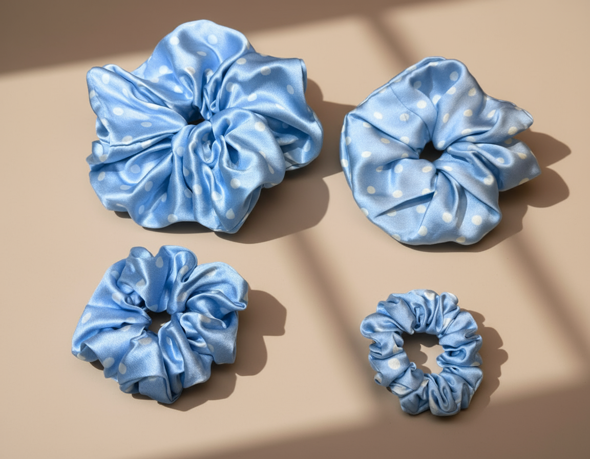 Dahlia Mulberry Silk Scrunchies Package
