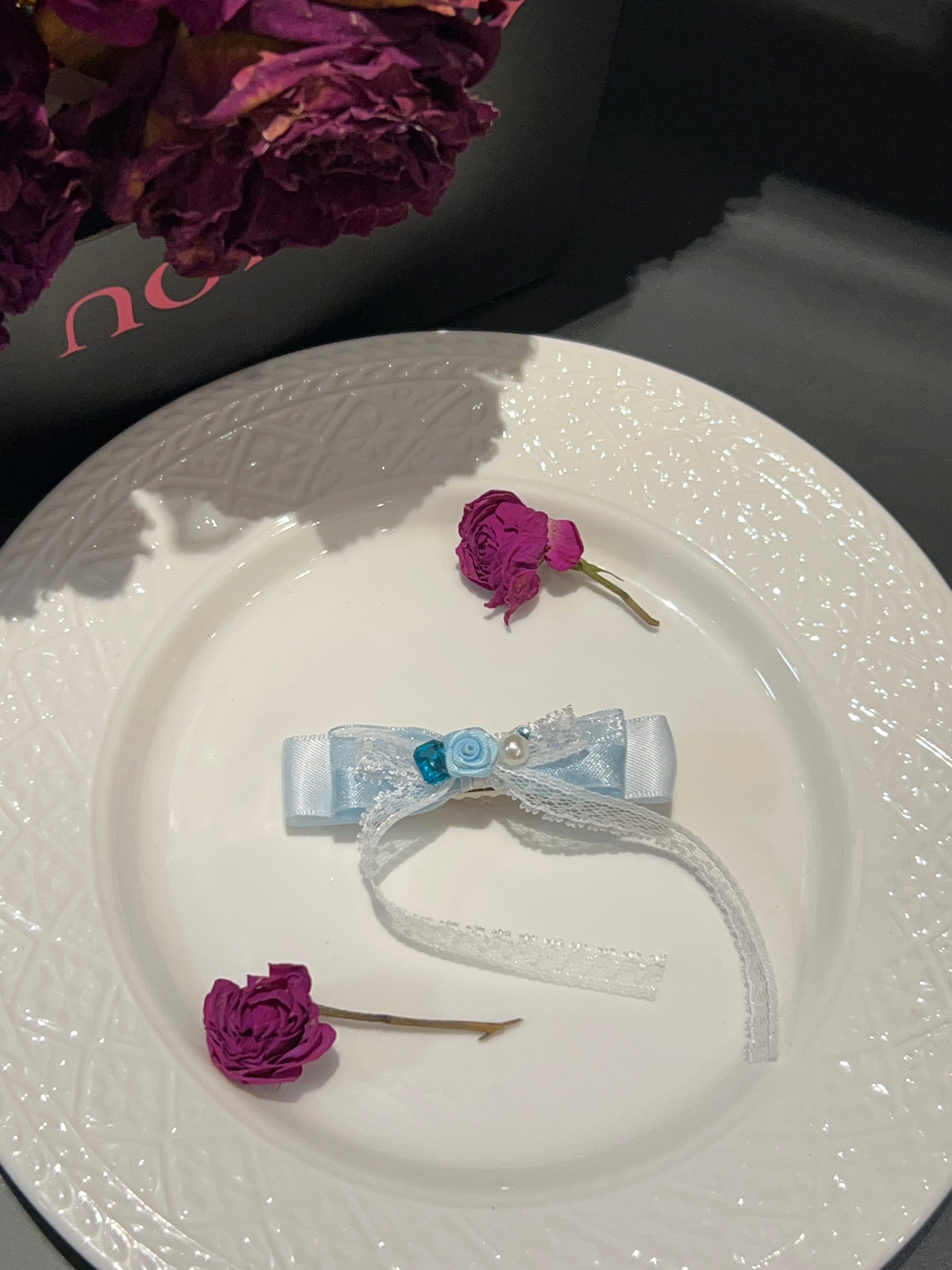 Evelyn Aqua Fleur Laced Bow