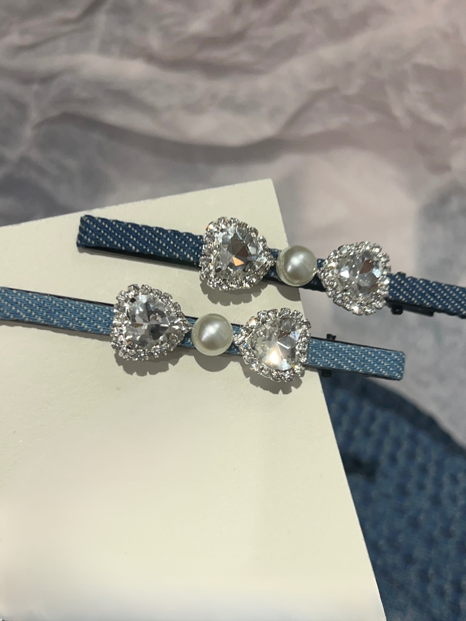 Pince à cheveux en jean Swarovski