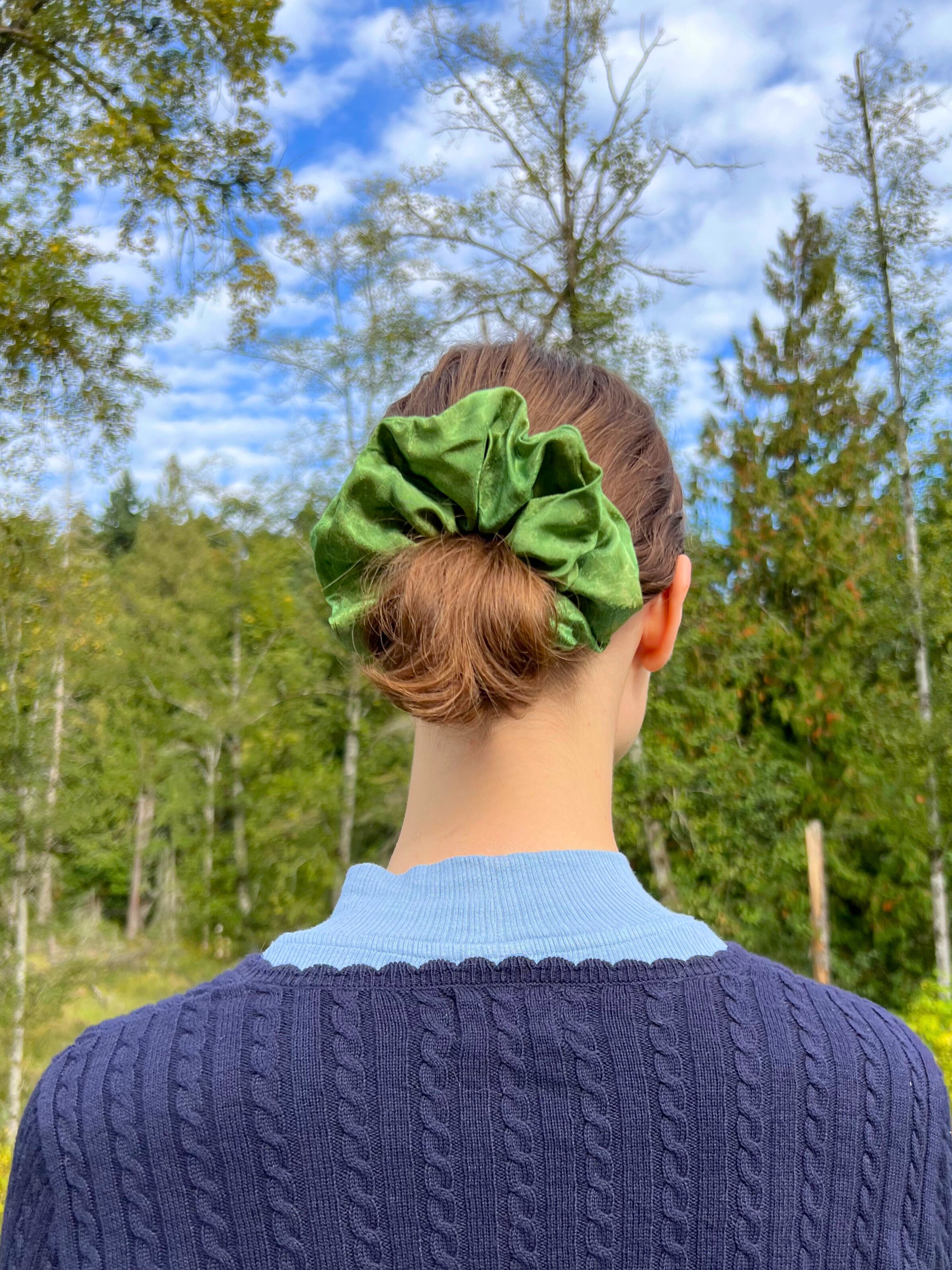 XL Chloris Silk Scrunchies( Green Tea Scented)