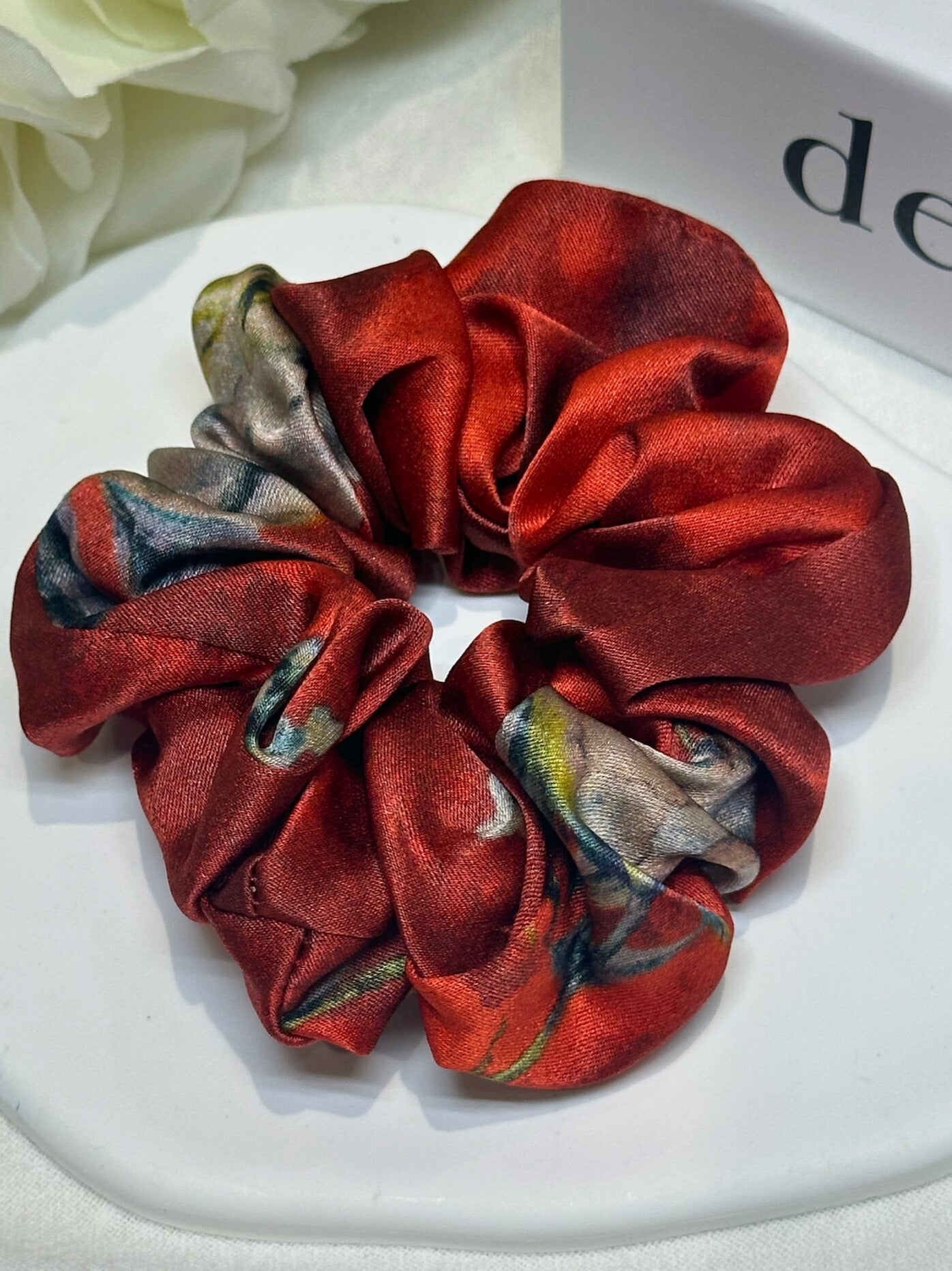Medium Dahlia Mulberry Silk Scrunchies