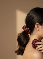 Medium Dahlia Mulberry Silk Scrunchies