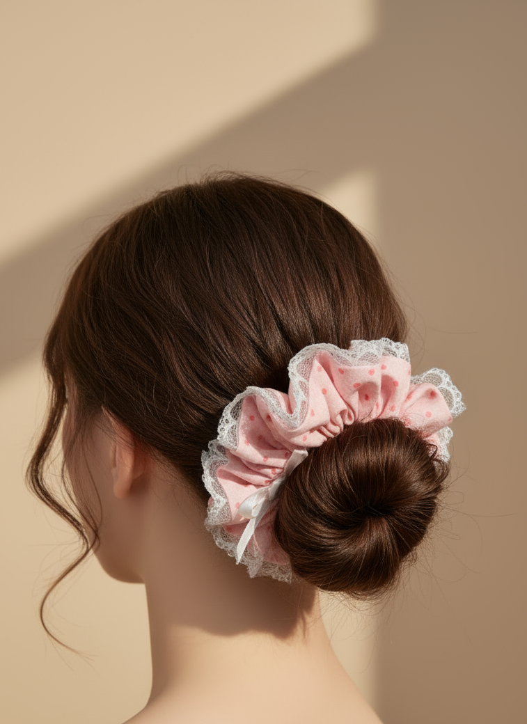 Garcia Poka Dots  Lace Scrunchies