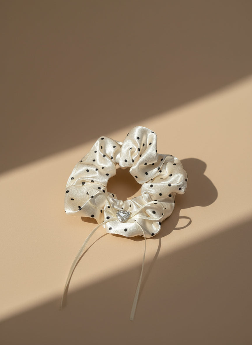 Laurie Polka Dot Satin Scrunchies