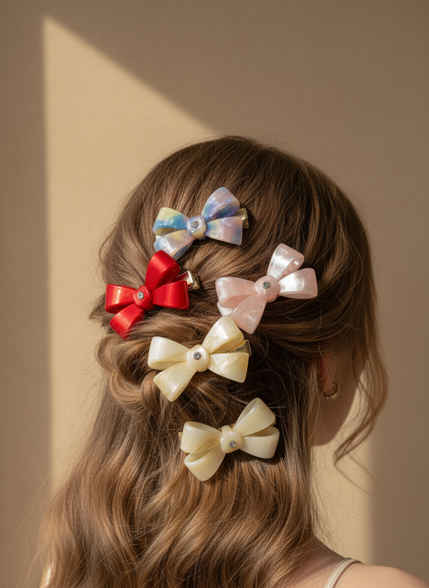 Red  Bow Hair Clip