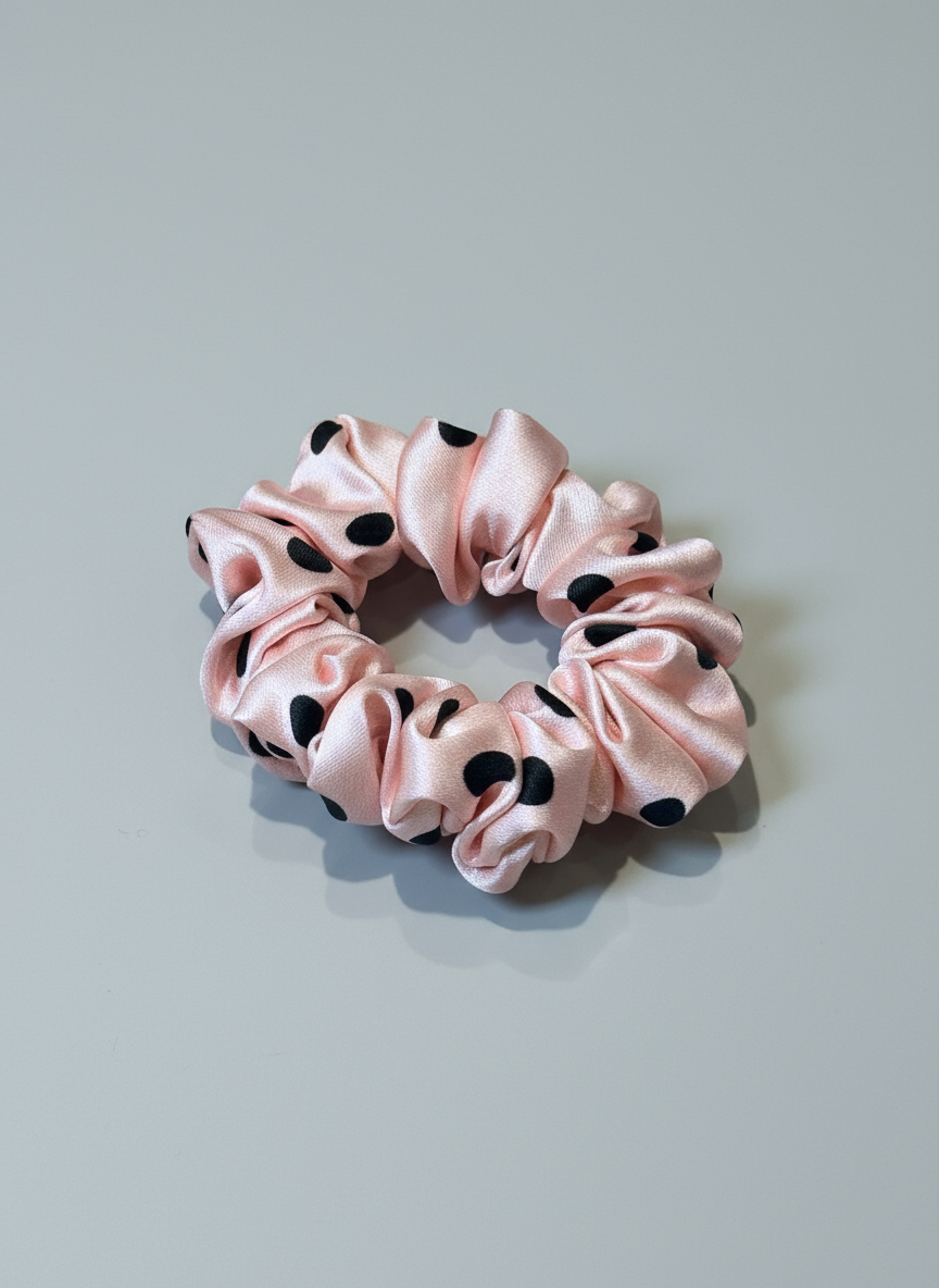 Small Dahlia Polka Mulberry Silk Scrunchies