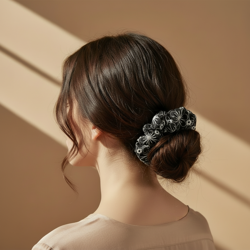 Medium Midnight Daisy Scrunchie