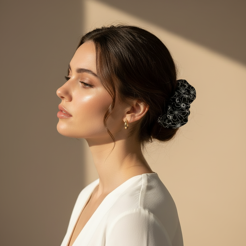 Medium Midnight Daisy Scrunchie