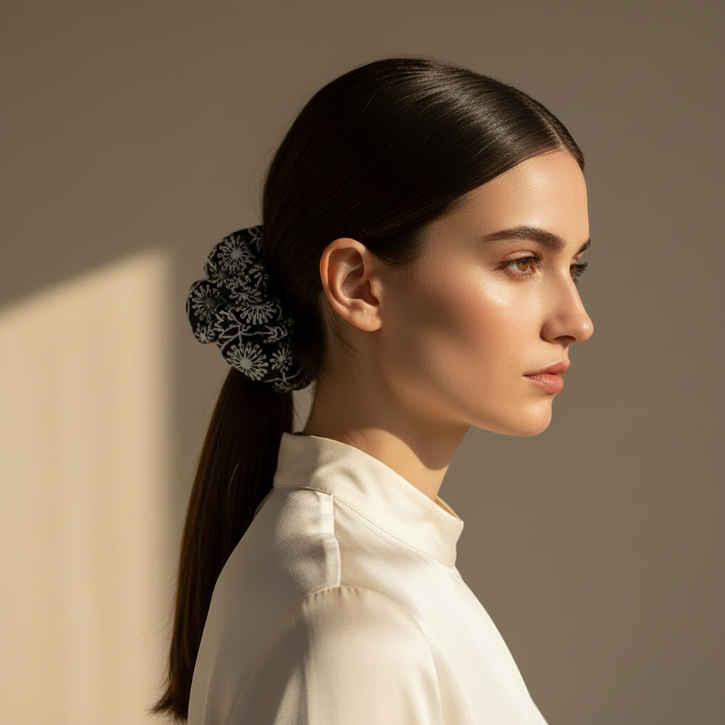 XL Midnight Daisy Scrunchie