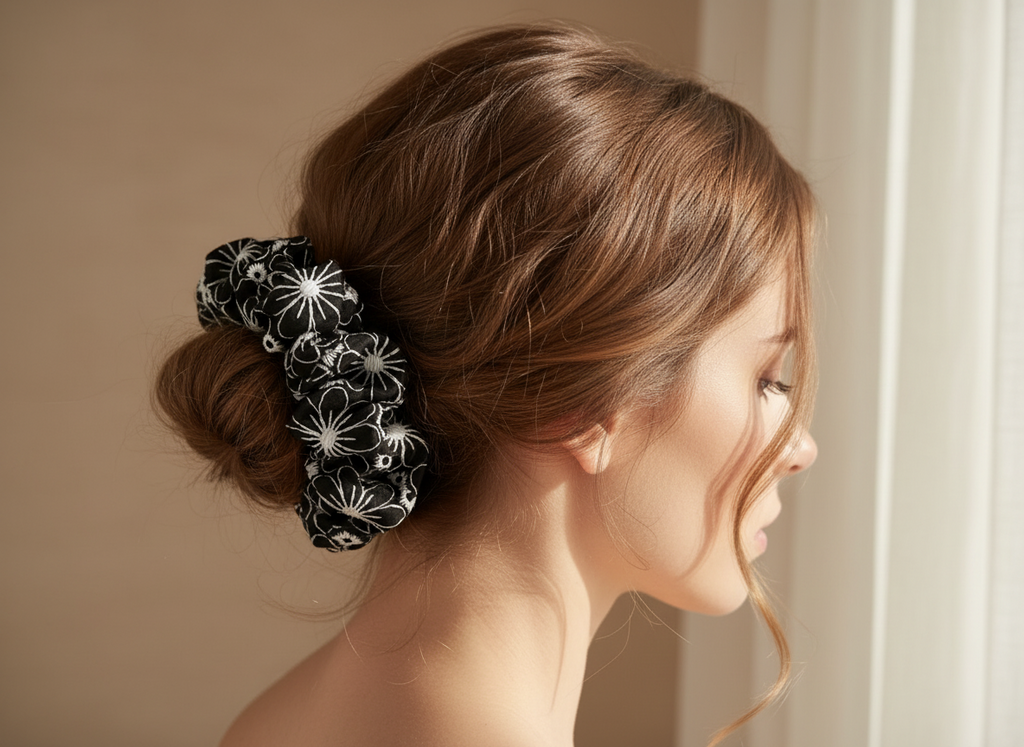 Large Midnight Daisy Scrunchie