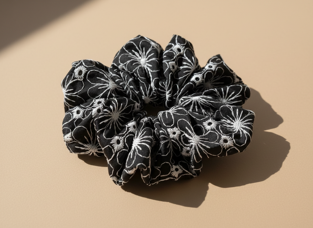 Large Midnight Daisy Scrunchie