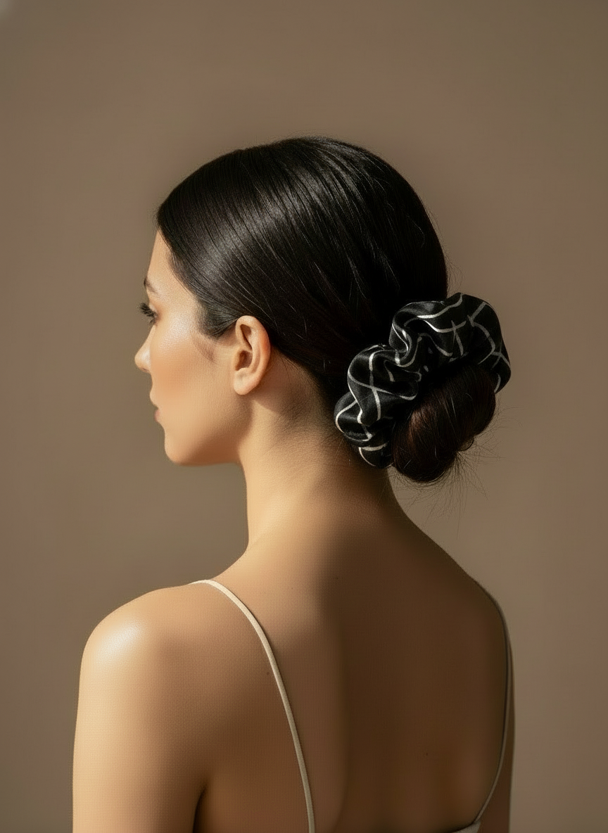 XL Noir Linear Scrunchie