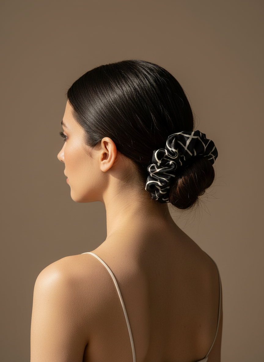 Large Noir Linear Scrunchie