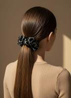 Medium Noir Linear Scrunchie