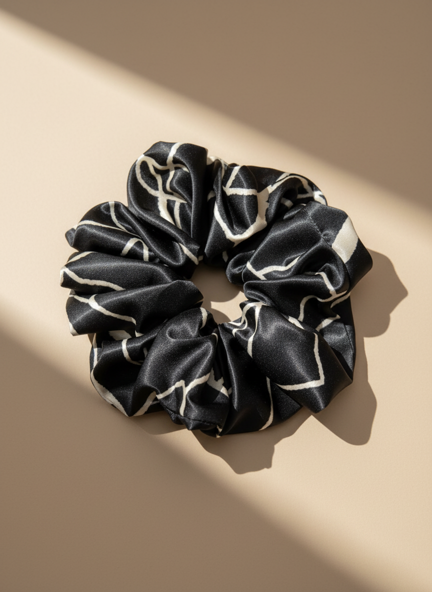 Large Noir Linear Scrunchie