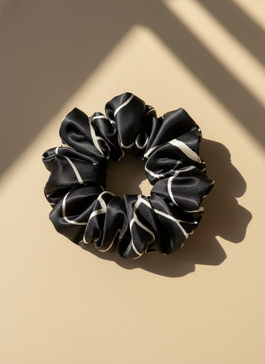 Medium Noir Linear Scrunchie