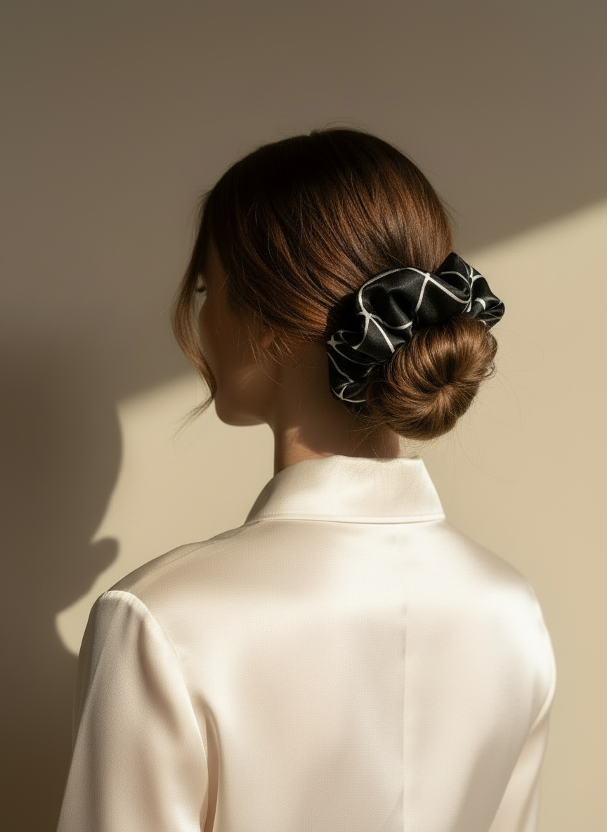 XL Noir Linear Scrunchie