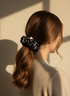 Large Noir Linear Scrunchie