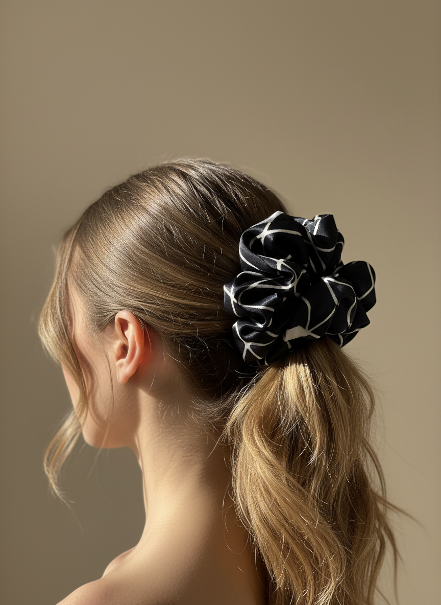 XL Noir Linear Scrunchie