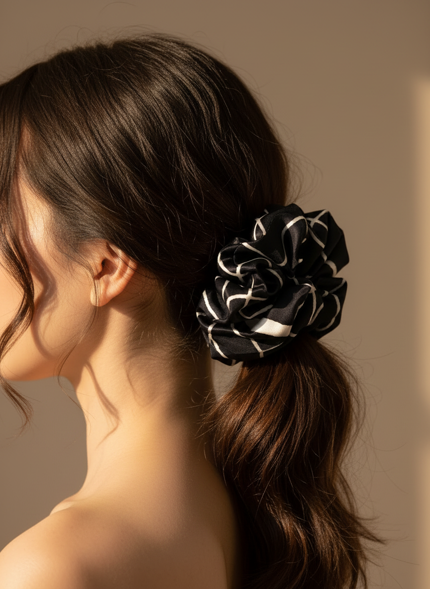 XL Noir Linear Scrunchie