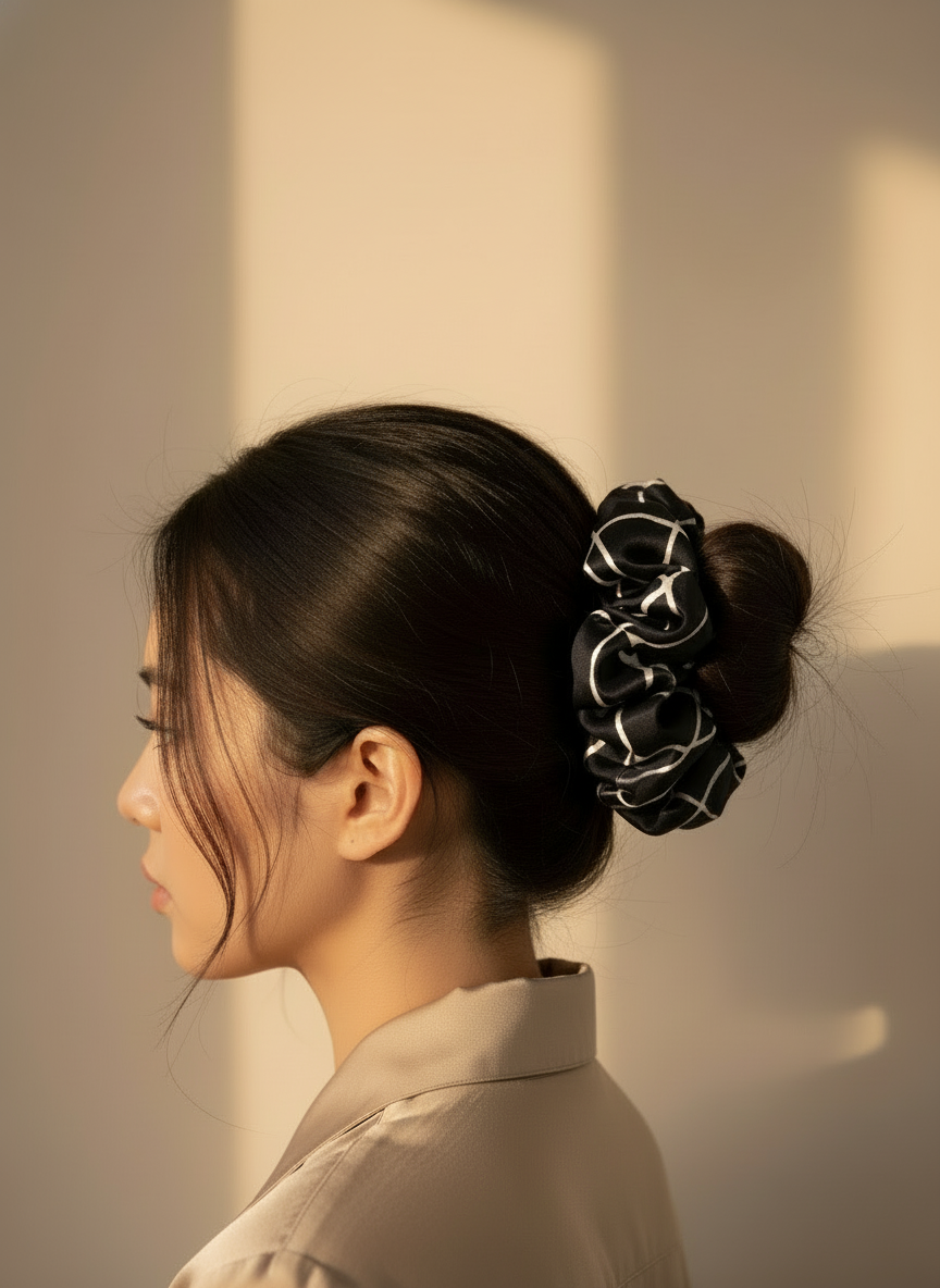 XL Noir Linear Scrunchie