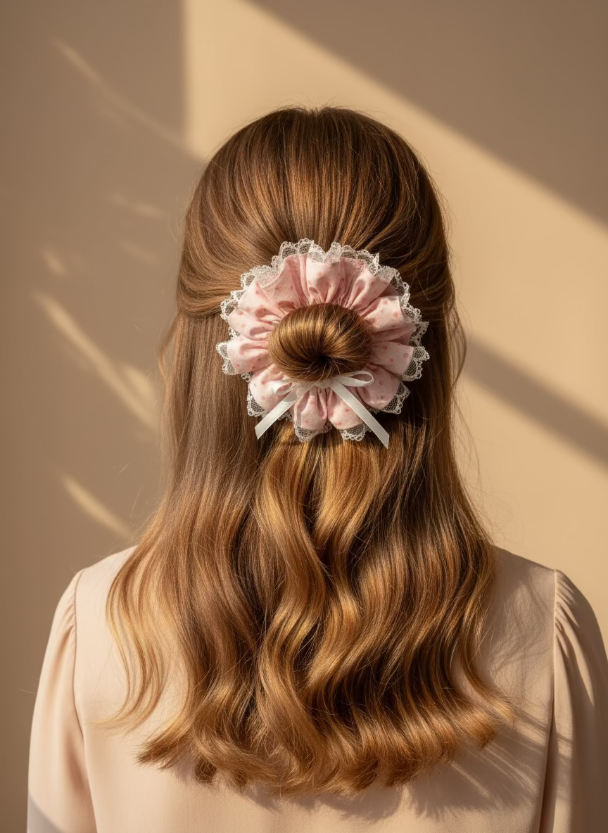 Garcia Poka Dots  Lace Scrunchies