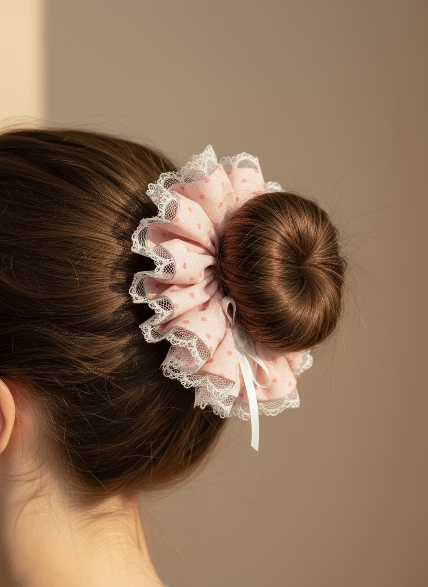 Garcia Poka Dots  Lace Scrunchies