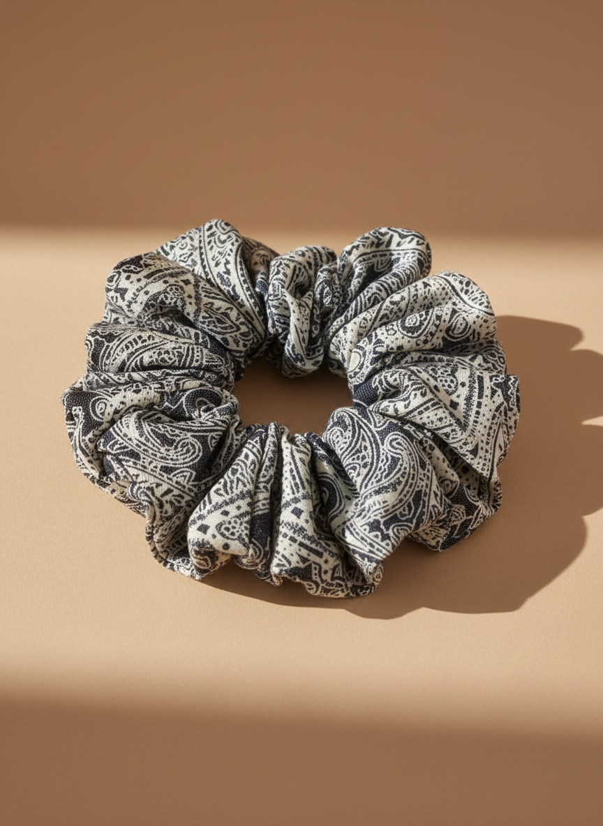 Medium Japanese Denim Prints Scrunchie