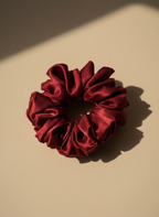 Small Rose Scented Bordeaux Silk Bloom Scrunchie