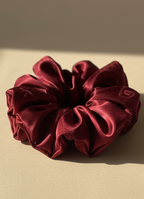 XL Rose Scented Bordeaux Silk Bloom Scrunchie