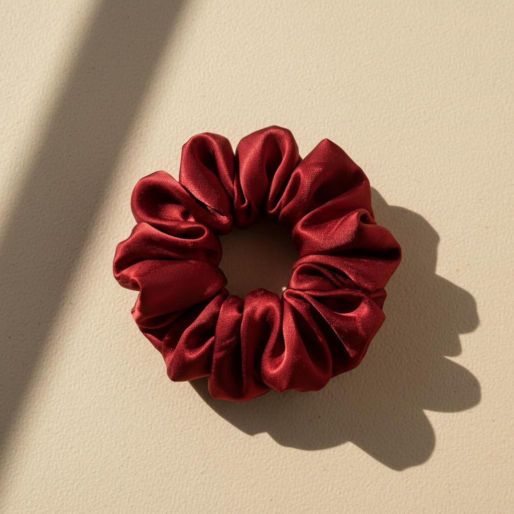 Medium Rose Scented Bordeaux Silk Bloom Scrunchie