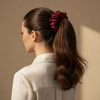 Medium Rose Scented Bordeaux Silk Bloom Scrunchie