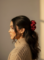 XL Rose Scented Bordeaux Silk Bloom Scrunchie