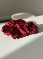 Large Rose Scented Bordeaux Silk Bloom Scrunchie