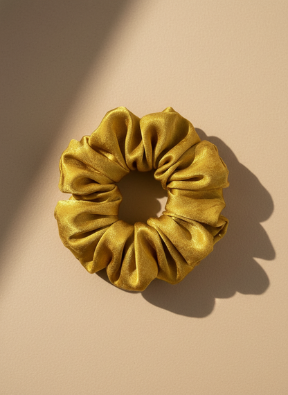 Green Tea Fragrant Gold scrunchie ,handmade silk scrunchie