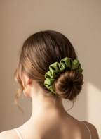 Large Chloris Green Tea Scented Silk Scrunchies