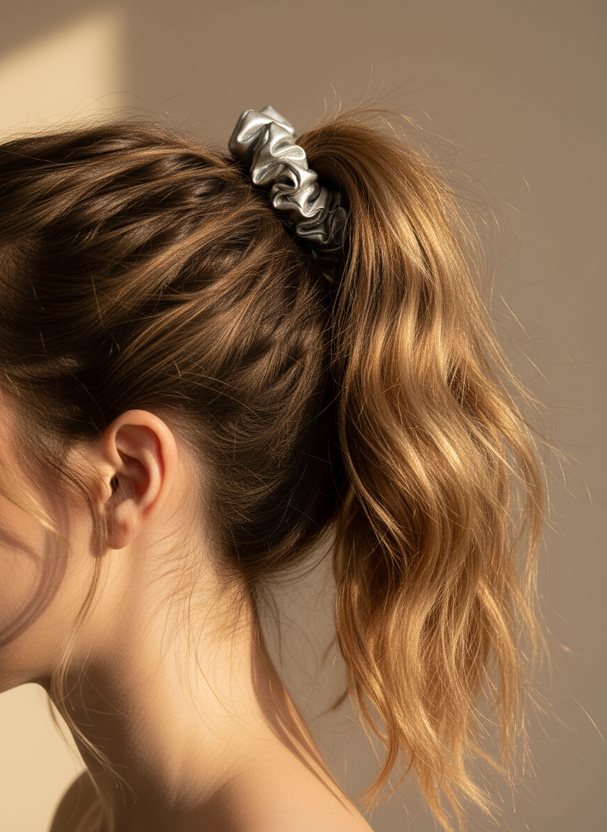 Small Frosted Chrome Scrunchie