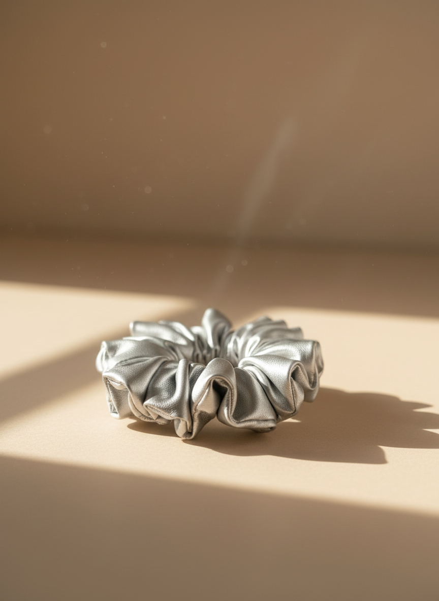 Small Frosted Chrome Scrunchie